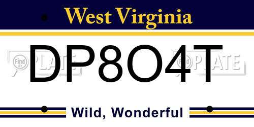 DP8O4T West Virginia License Plate
