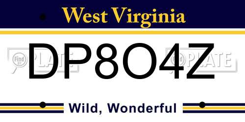 DP8O4Z West Virginia License Plate