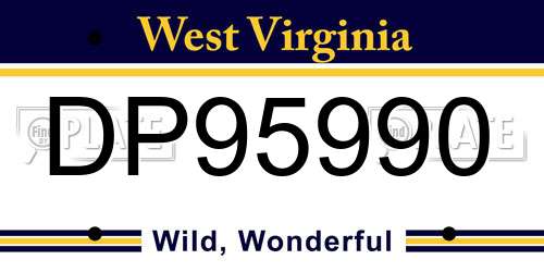DP95990 West Virginia License Plate