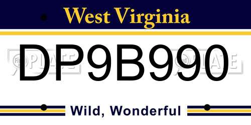 DP9B990 West Virginia License Plate
