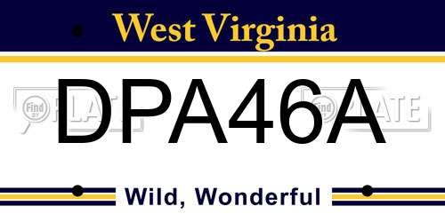 DPA46A West Virginia License Plate