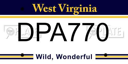DPA770 West Virginia License Plate
