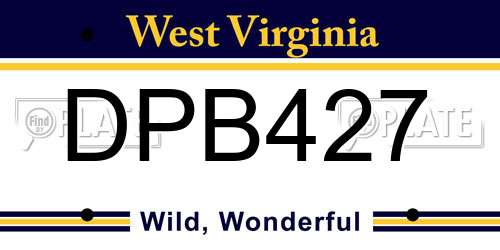 DPB427 West Virginia License Plate