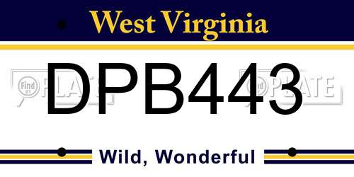 DPB443 West Virginia License Plate