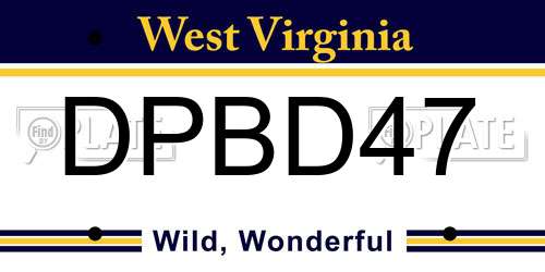 DPBD47 West Virginia License Plate