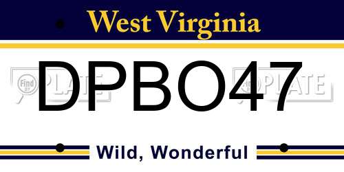 DPBO47 West Virginia License Plate