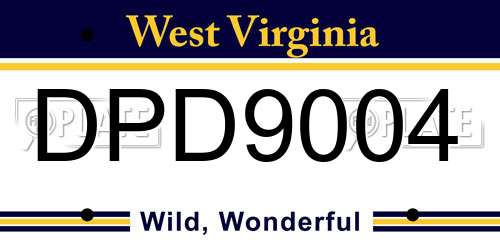 DPD9004 West Virginia License Plate