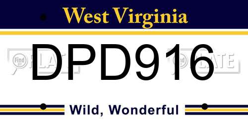 DPD916 West Virginia License Plate