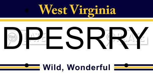 DPESRRY West Virginia License Plate