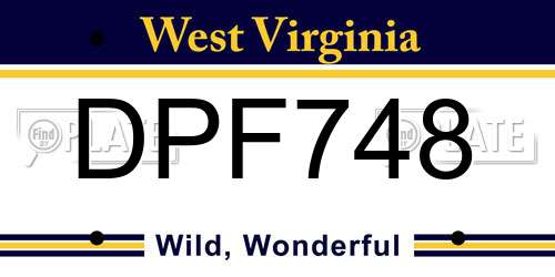 DPF748 West Virginia License Plate
