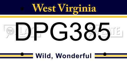 DPG385 West Virginia License Plate