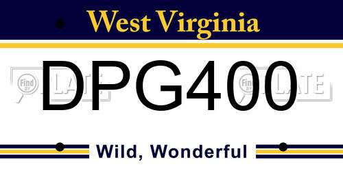 DPG400 West Virginia License Plate