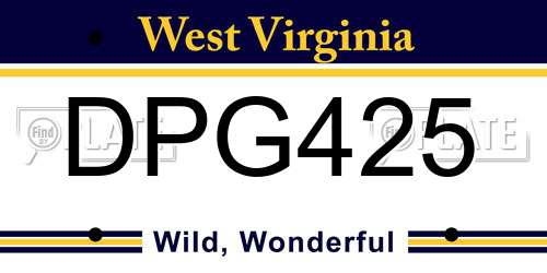 DPG425 West Virginia License Plate