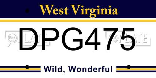 DPG475 West Virginia License Plate