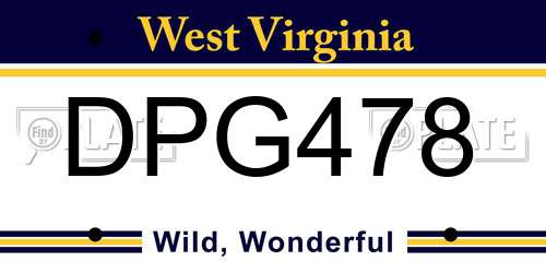 DPG478 West Virginia License Plate