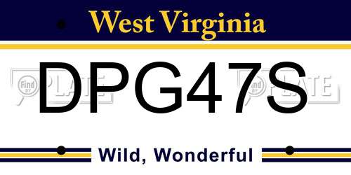 DPG47S West Virginia License Plate
