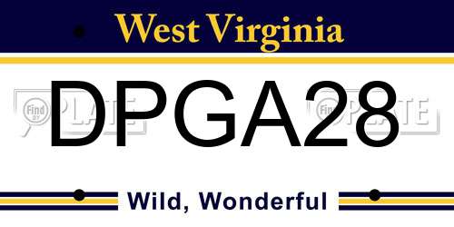 DPGA28 West Virginia License Plate