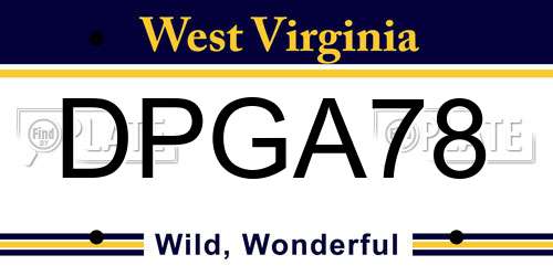 DPGA78 West Virginia License Plate