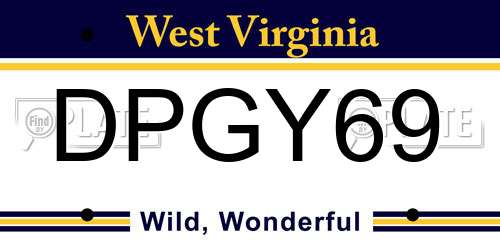 DPGY69 West Virginia License Plate