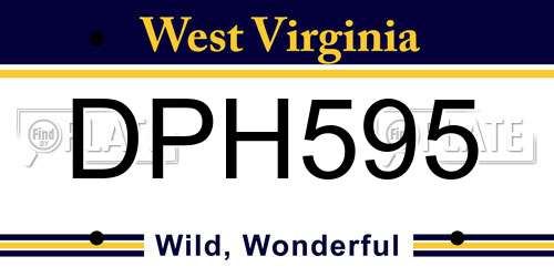 DPH595 West Virginia License Plate