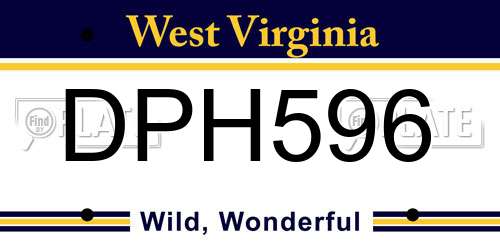 DPH596 West Virginia License Plate