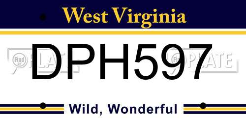 DPH597 West Virginia License Plate