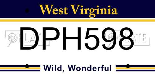 DPH598 West Virginia License Plate