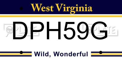 DPH59G West Virginia License Plate