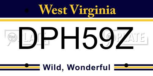 DPH59Z West Virginia License Plate