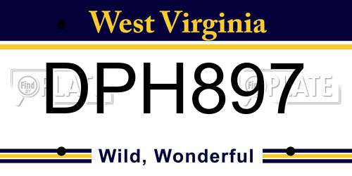 DPH897 West Virginia License Plate