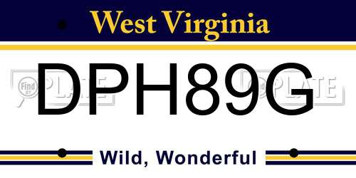 DPH89G West Virginia License Plate