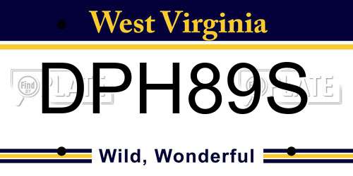 DPH89S West Virginia License Plate