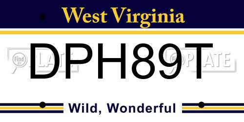 DPH89T West Virginia License Plate