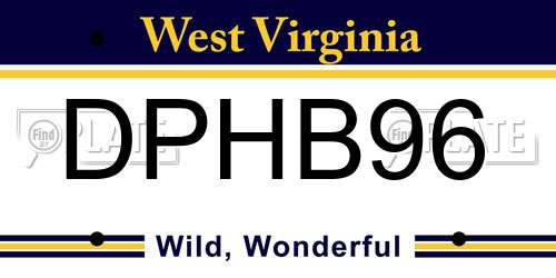 DPHB96 West Virginia License Plate