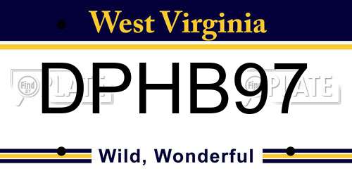 DPHB97 West Virginia License Plate