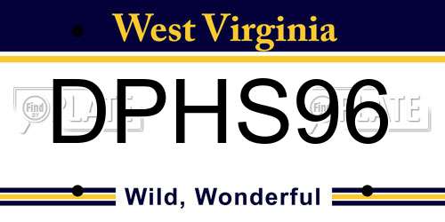 DPHS96 West Virginia License Plate