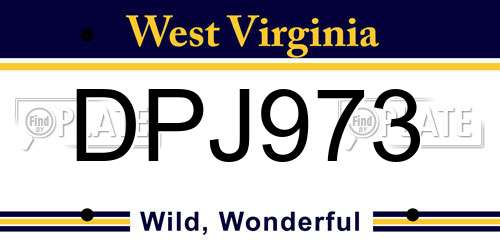 DPJ973 West Virginia License Plate