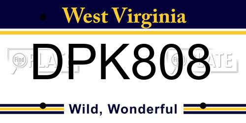 DPK808 West Virginia License Plate