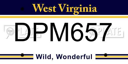 DPM657 West Virginia License Plate