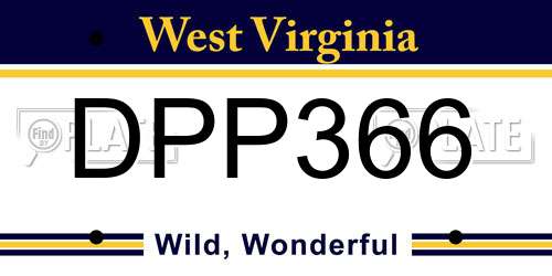 DPP366 West Virginia License Plate