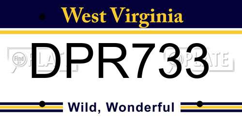 DPR733 West Virginia License Plate