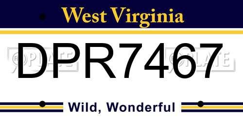 DPR7467 West Virginia License Plate