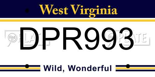 DPR993 West Virginia License Plate