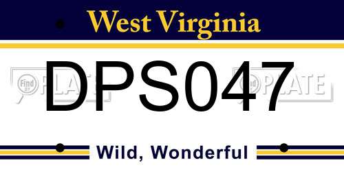 DPS047 West Virginia License Plate