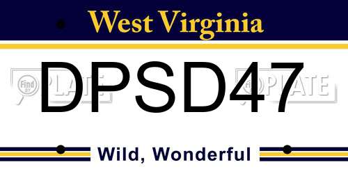 DPSD47 West Virginia License Plate