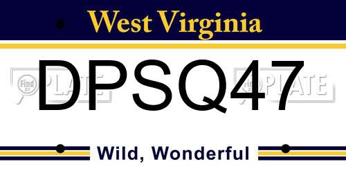 DPSQ47 West Virginia License Plate