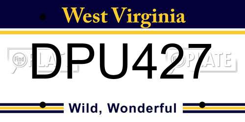 DPU427 West Virginia License Plate