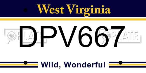 DPV667 West Virginia License Plate