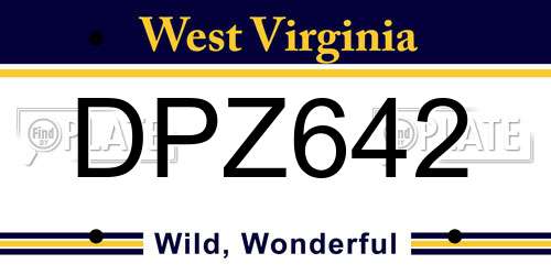 DPZ642 West Virginia License Plate