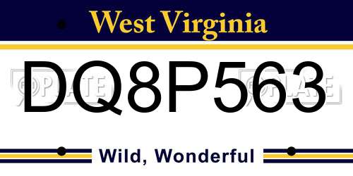 DQ8P563 West Virginia License Plate